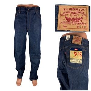 Levis 505 Mens 40 X 32 Jeans Blue 100% Cotton Deadstock Made In USA 80s NWT